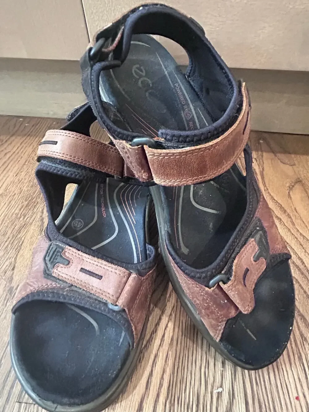 ECCO Offroad Yucatan Men Brown Leather Hiking Sport Sandals Size EU 45 US 11